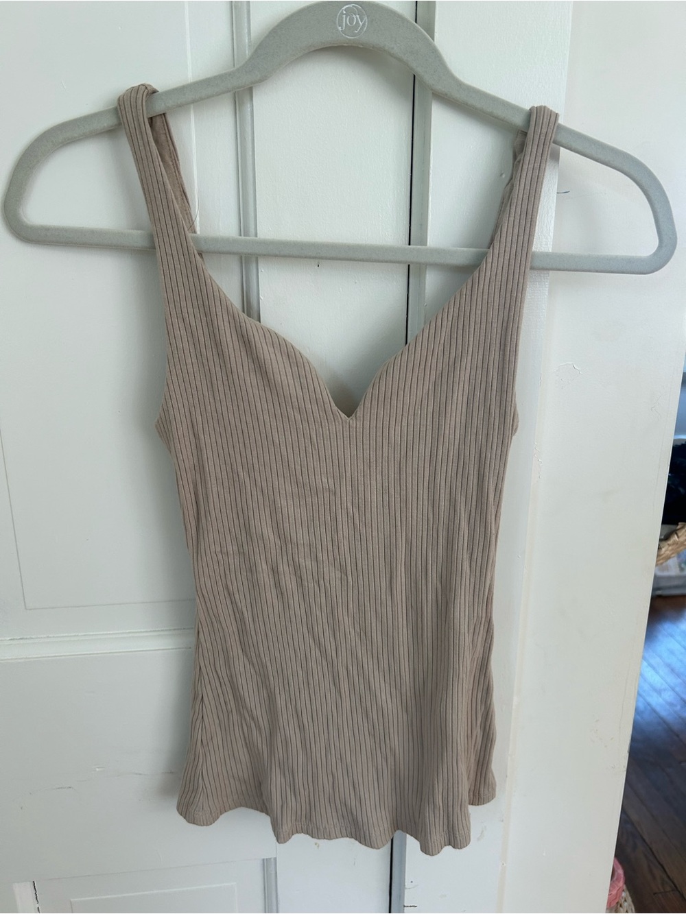H&M Ribbed V-Neck Camisole - Taupe Beige